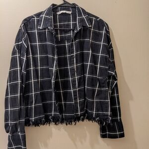 Zara black and white cropped flannel